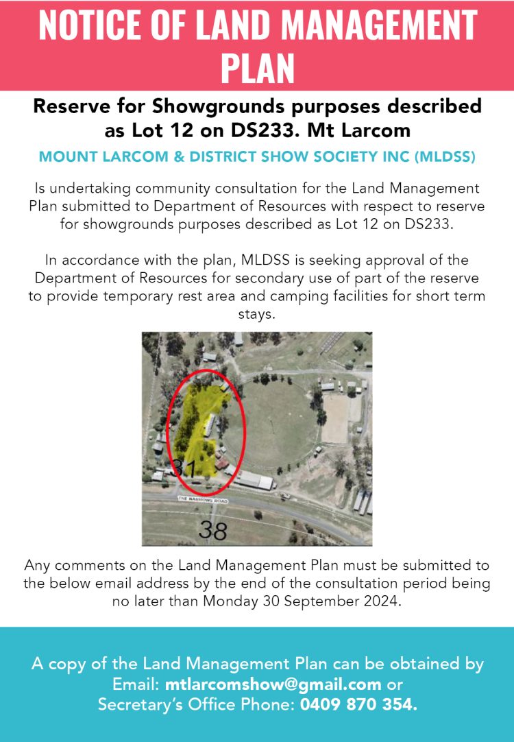 Notice of Land Management Plan