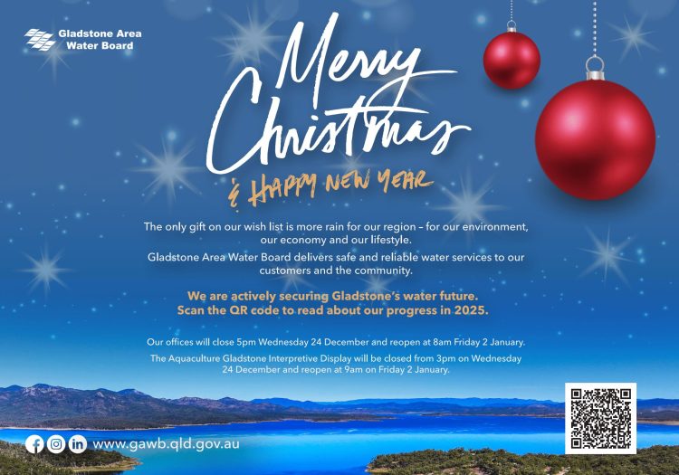 Merry Christmas & Happy New Year from the Gladstone Area Water Board.