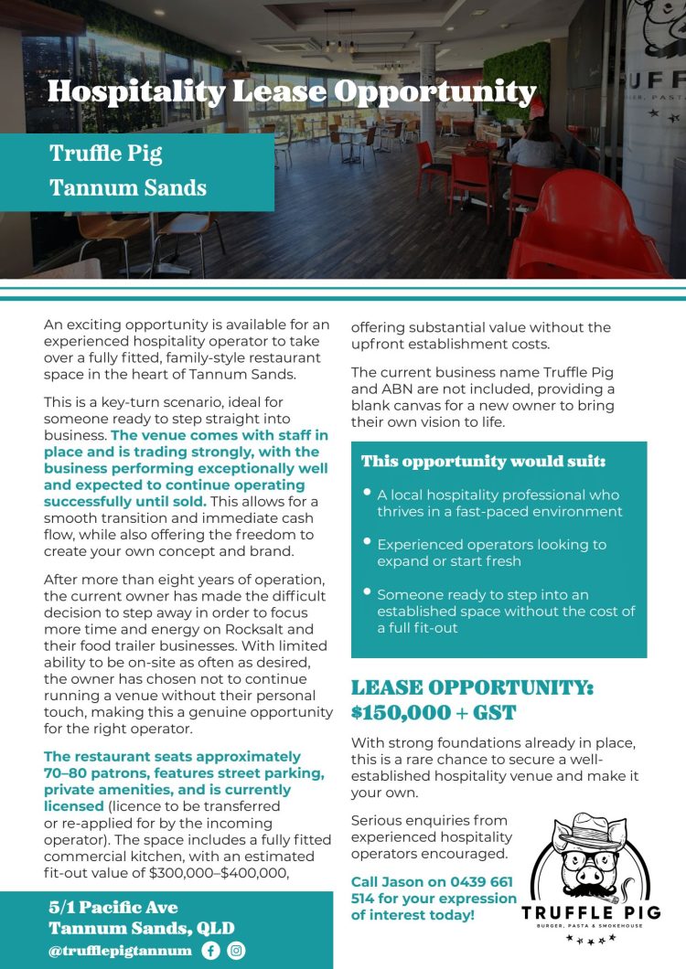 Hospitality Lease Opportunity – Tannum Sands