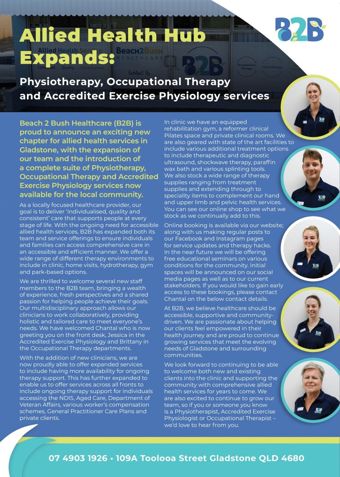 Allied Health Hub Expands: Physiotherapy, Occupational therapy and Accredited Exercise Physiology services