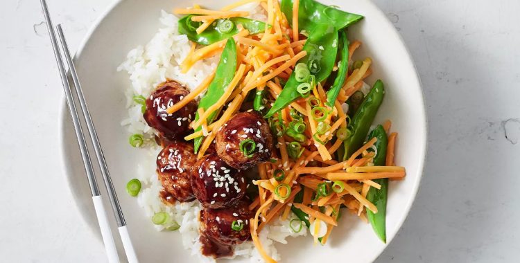 Recipe: Teriyaki Pork Meatballs with Sesame & Ginger Veg