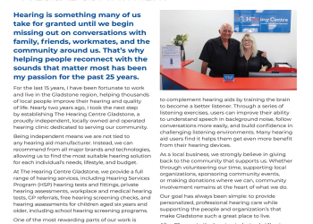 Helping Gladstone Hear Better – A Local Commitment