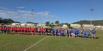 Gladstone Players and Army Clash in Friendly Football Game 