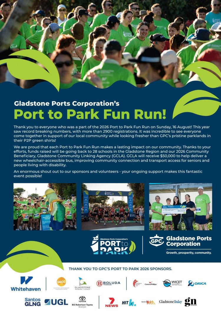 Gladstone Ports Corporation’s Port to Park Fun Run – THANK YOU GLADSTONE!